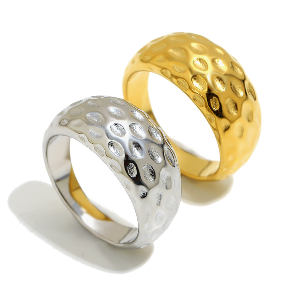Women's Personality Stainless Steel Plated Beating Pattern Rings