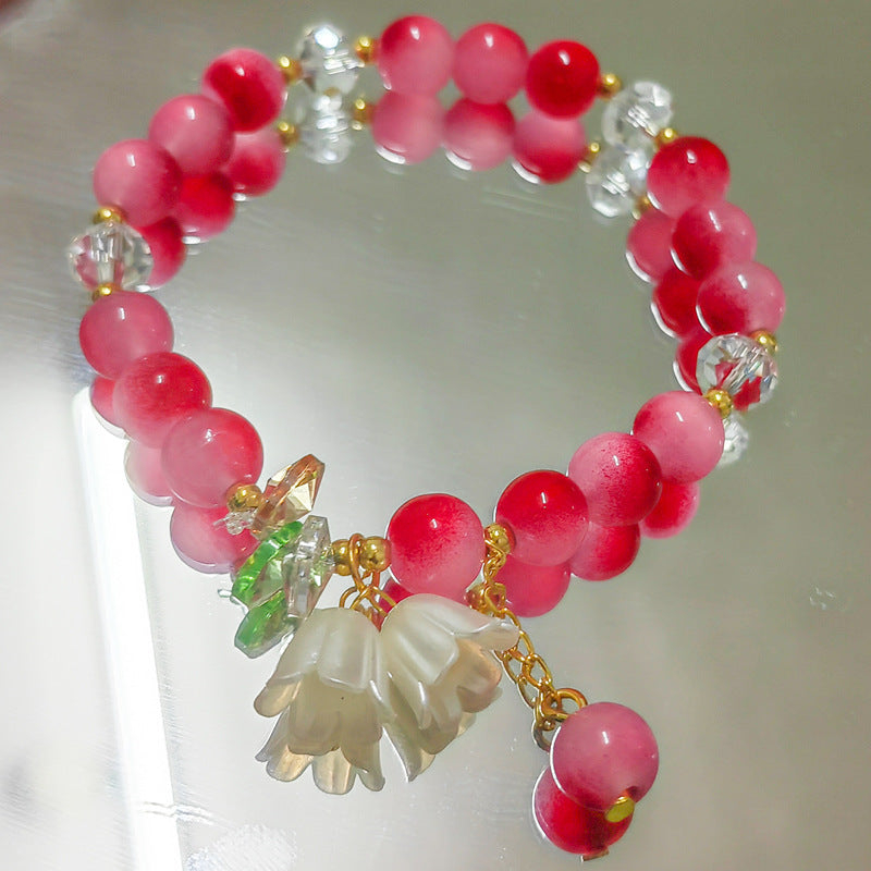 Two-color Lily Female Temperament Small Crystal Bracelet