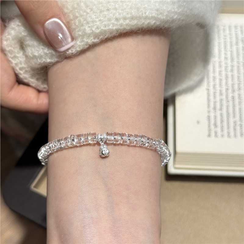 Women's Natural Net Body Flash White Crystal Gourd Bracelet