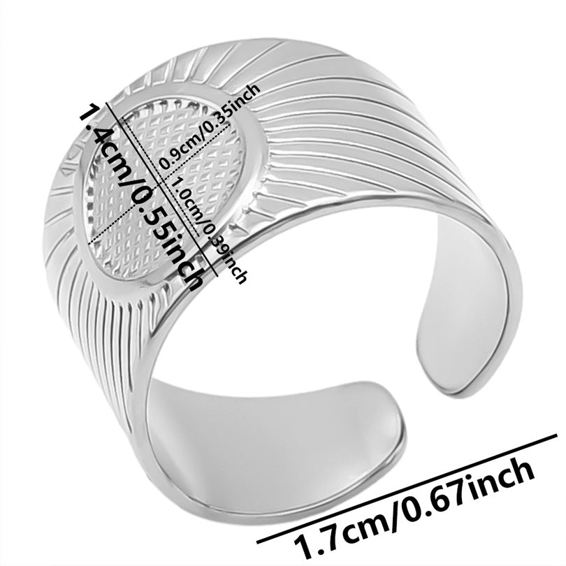 Women's & Men's Stainless Steel Titanium Geometric Oval Base Support Cold Rings
