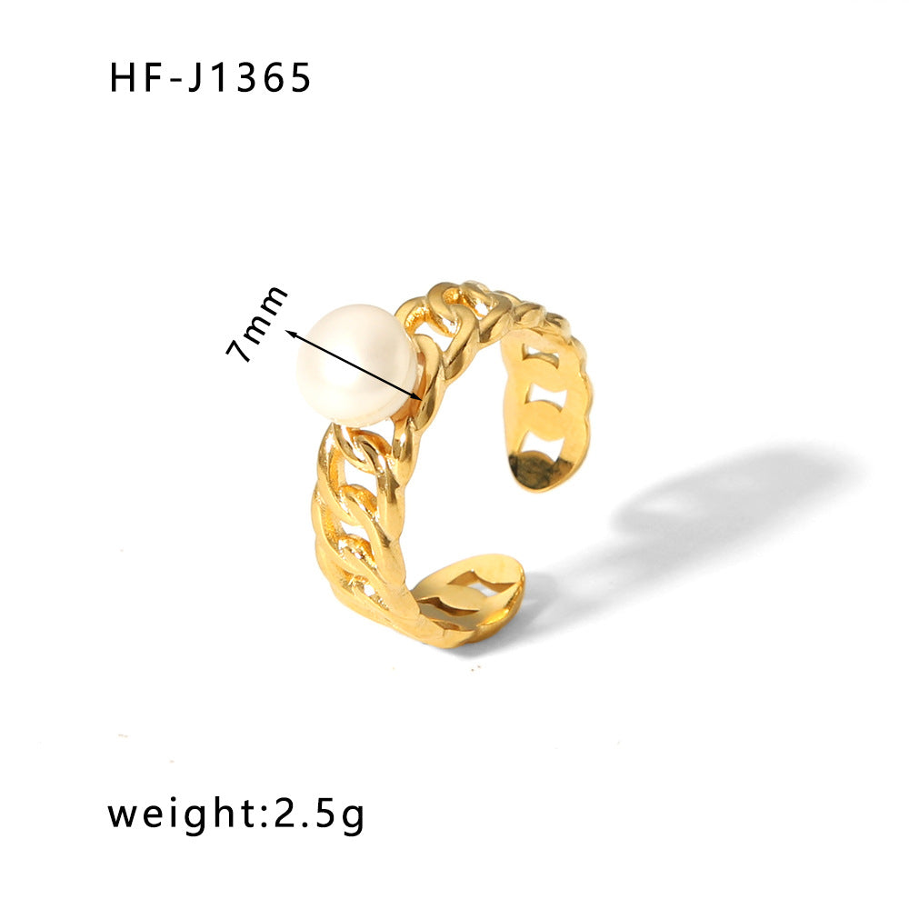 Women's Open Drop Oil Personality Inlaid Zircon Stainless Ring