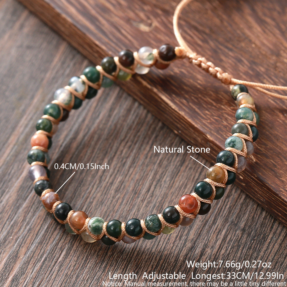 Bohemian Indian Agate Natural Stone Hand-woven Bracelets