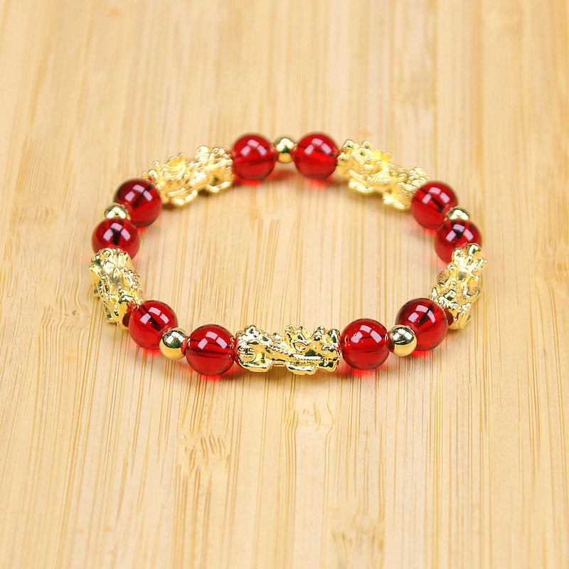 Jade Barrel Beads Gold Pi Longevity Bracelets