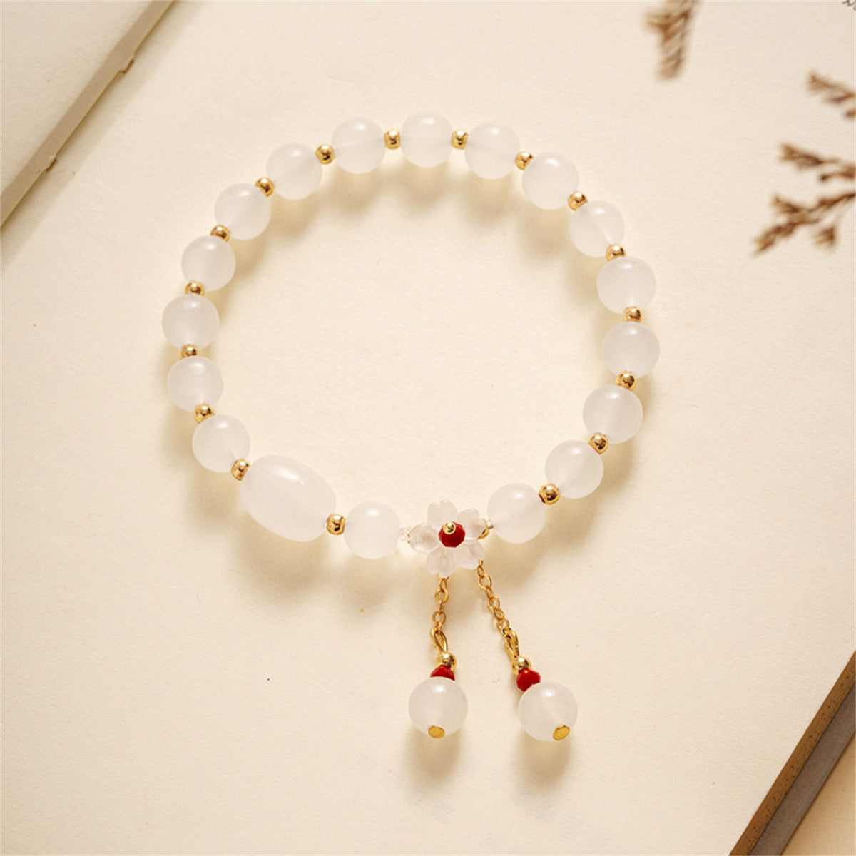 Female Natural White Yu Light Luxury Minority Gift Colored Glaze Bracelet