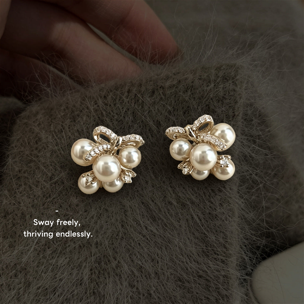 Elegant Coffee Gold Pearl Grape Cluster Female Affordable Luxury Style Rings