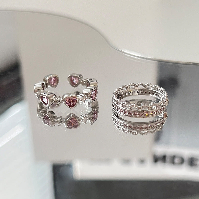 Design Sweet Cool Style Girlish Pink Love Heart-shaped Ring