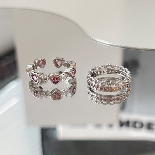 Design Sweet Cool Style Girlish Pink Love Heart-shaped Ring