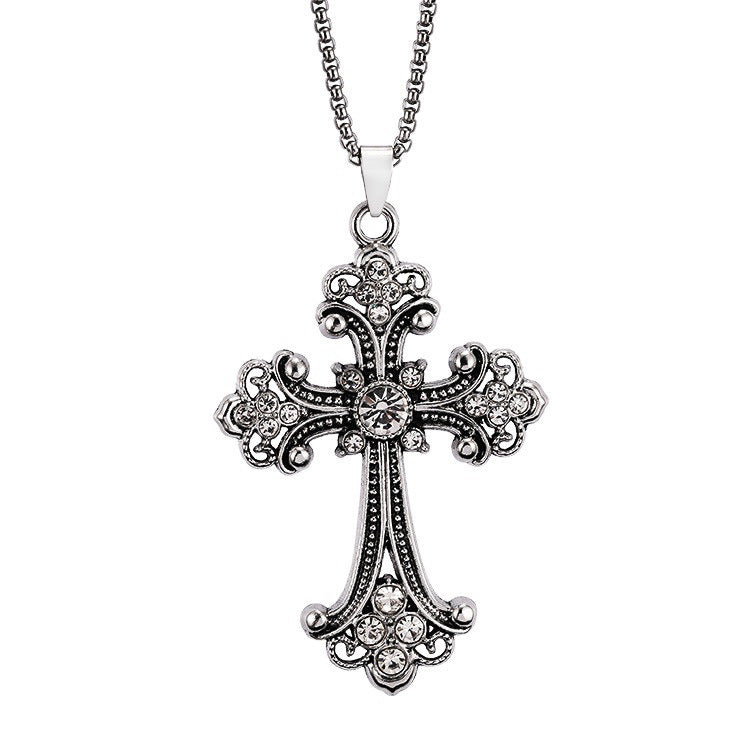 Women's & Men's Baroque Cross Hip Hop Versatile Sweater Chain Pendants