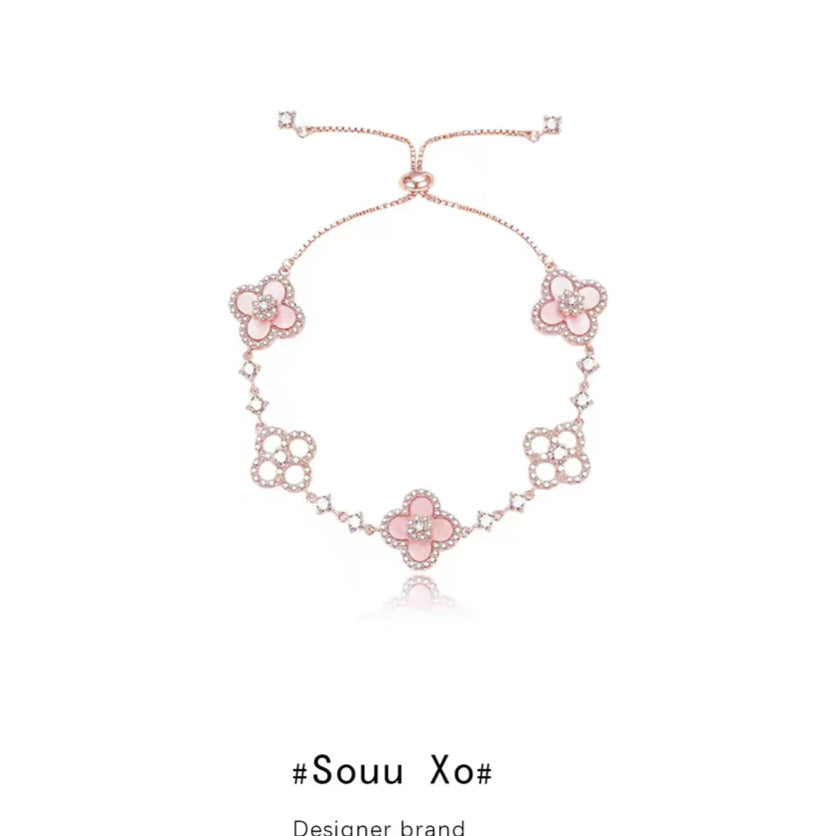 Pink Clover Adjustable Light Luxury Design Bracelets