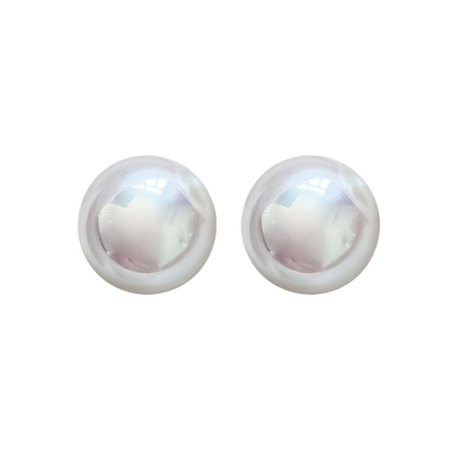 Women's Pink Bright Mabe Pearl High-grade Sier Needle Retro Exquisite Stud Earrings