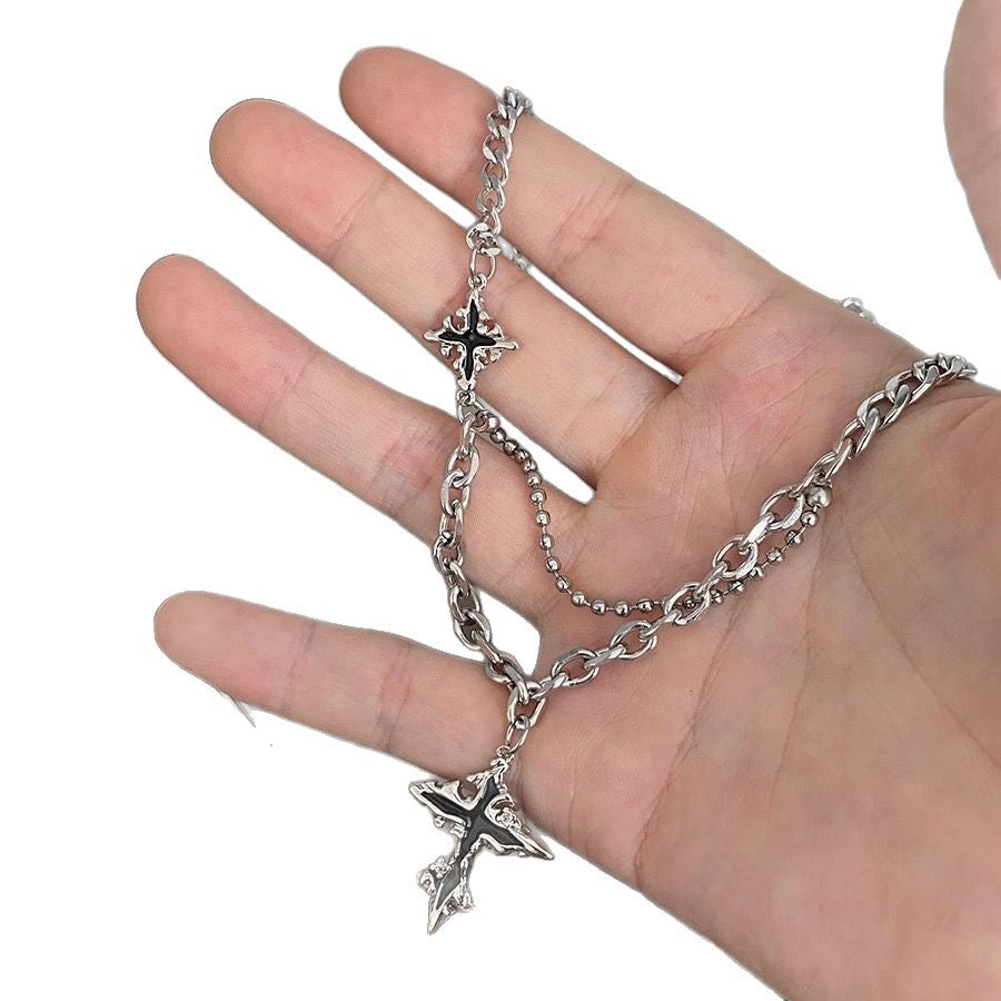Black Zircon Stars Female Niche Advanced Design Versatile Sweet Cool Necklaces