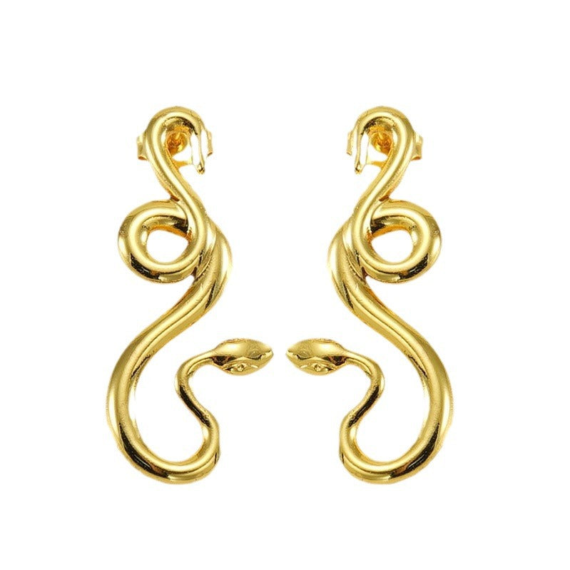 Women's Stainless Steel Snake For Exaggerated Personalized Gold Earrings