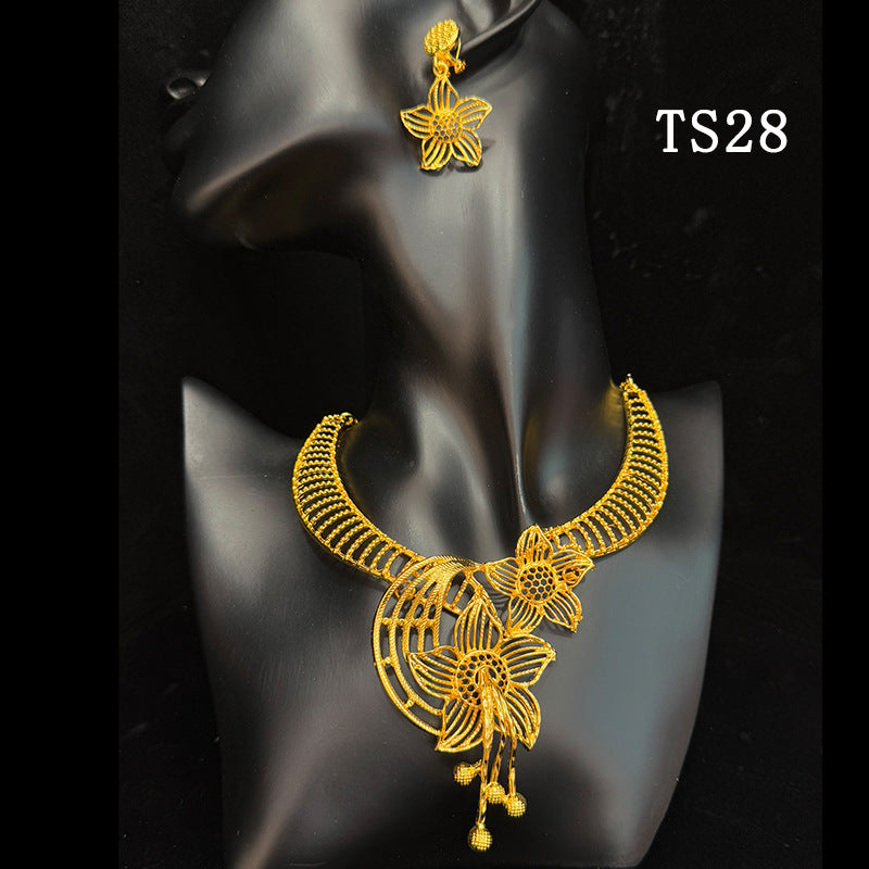 Gold Plated Female Bridal Wedding Imitation Jewelry Set
