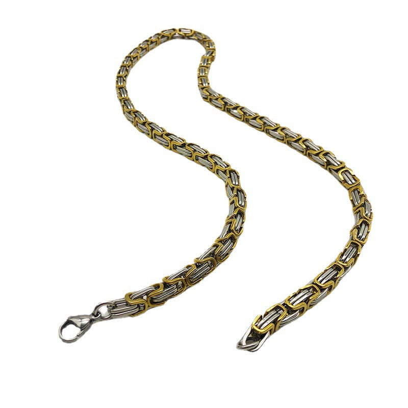 Men's Byzantine Titanium Steel King Chain Emperor Stainless Necklace