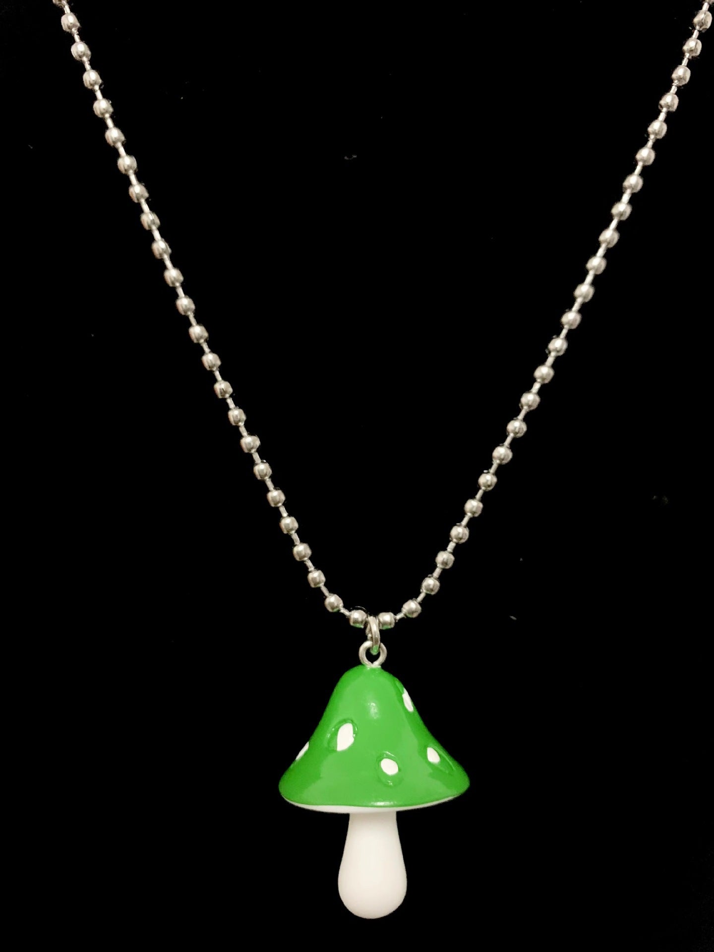 Children's Steel Ball Bead Chain Mushroom Color Hip Hop Necklace