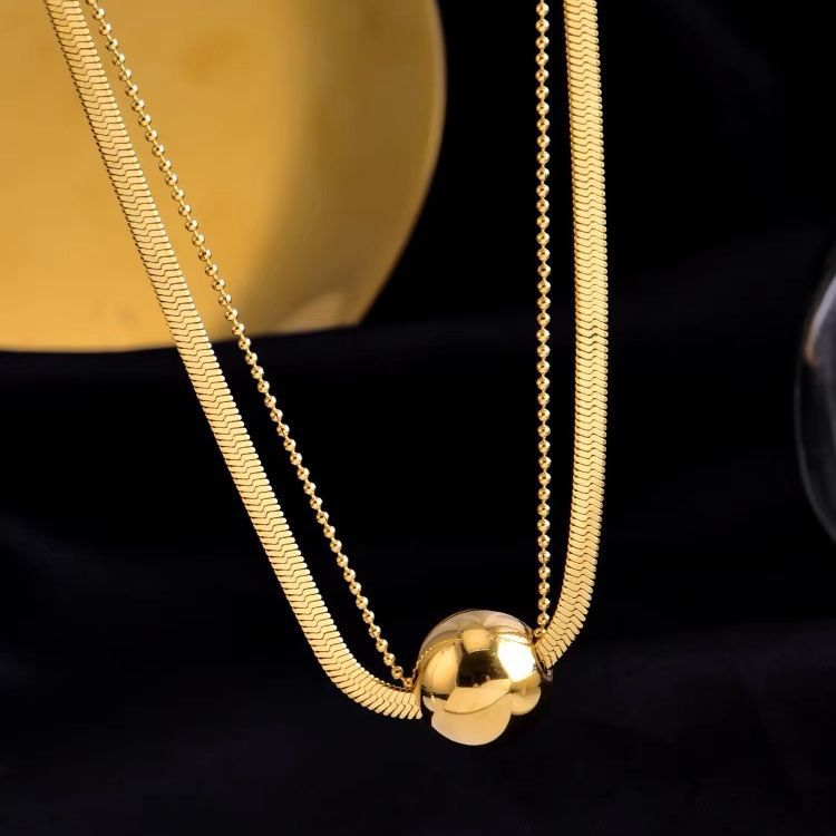 Women's Gold Round Beads Cold Style Simple Design Light Luxury Necklaces