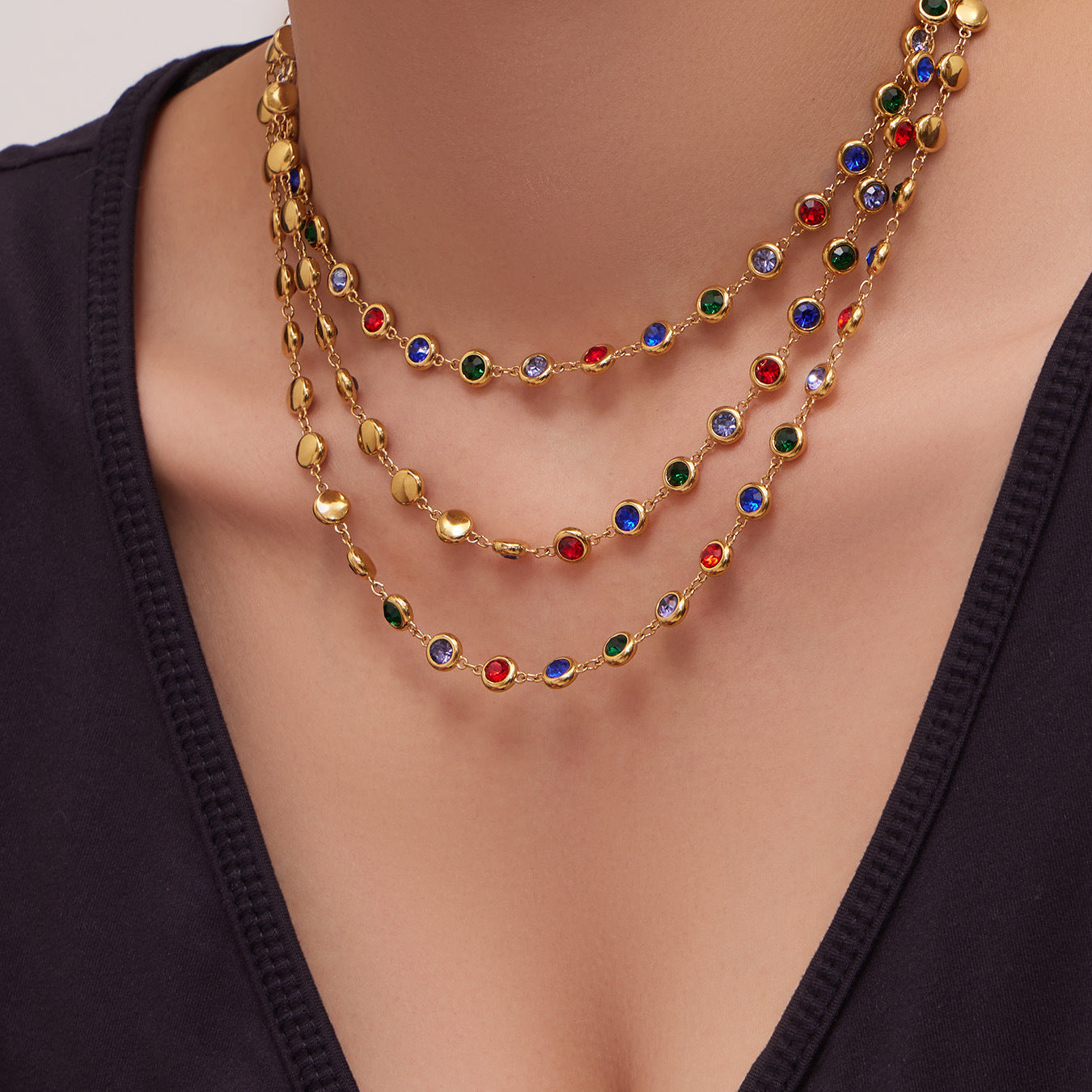 Stainless Steel Full Rhinestone Zircon Fashion Personalized Graceful Wild Light Jewelry Set