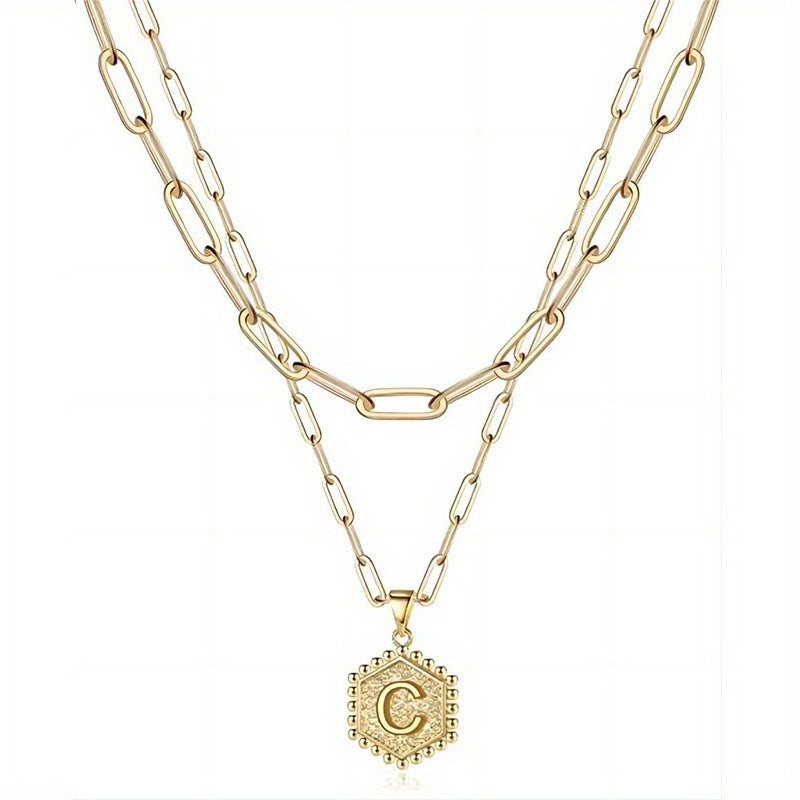Gold Color Plated Letter Female English Necklace