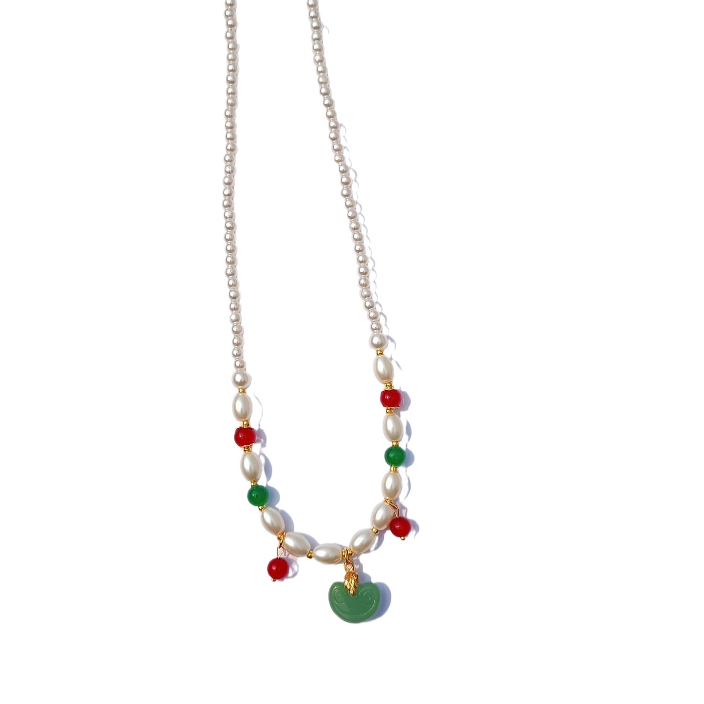 Women's Style Pearl Of Precious Stones Colored Glaze Tang Song Necklace