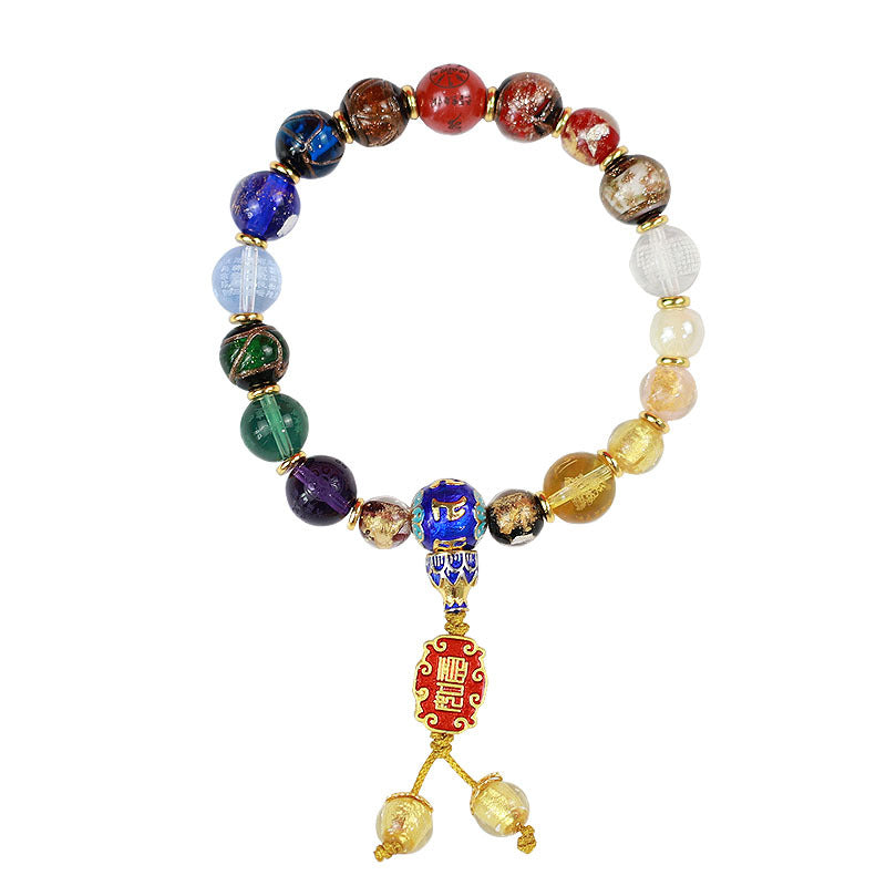 Fragrant Gray Colored Glaze Eighteen Prayer Beads Yellow God Of Bracelet