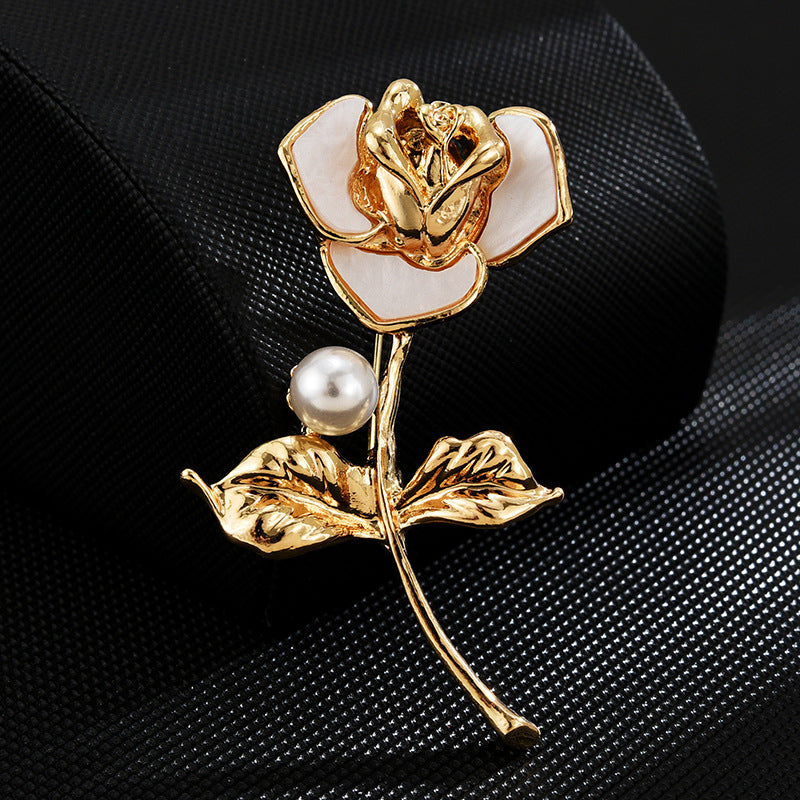 White Rabbit Note Rose Clothes Pin Brooches
