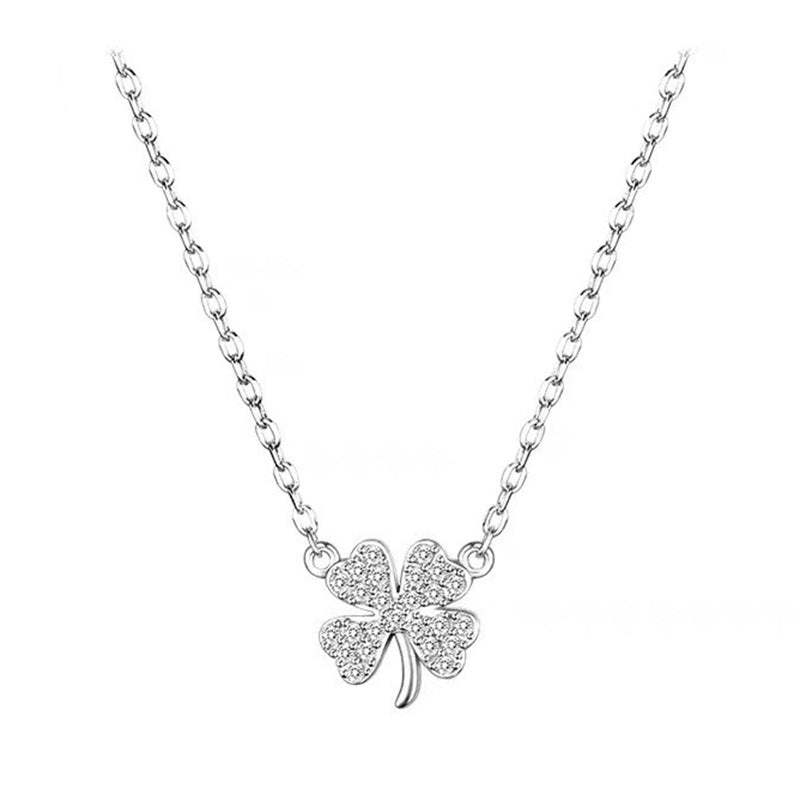 Cold Sier Clover Female Special Interest Necklaces
