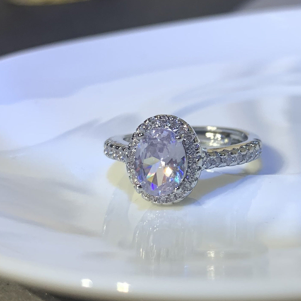Women's Wedding Oval Imitation Chic Fashion Big Diamond Rings