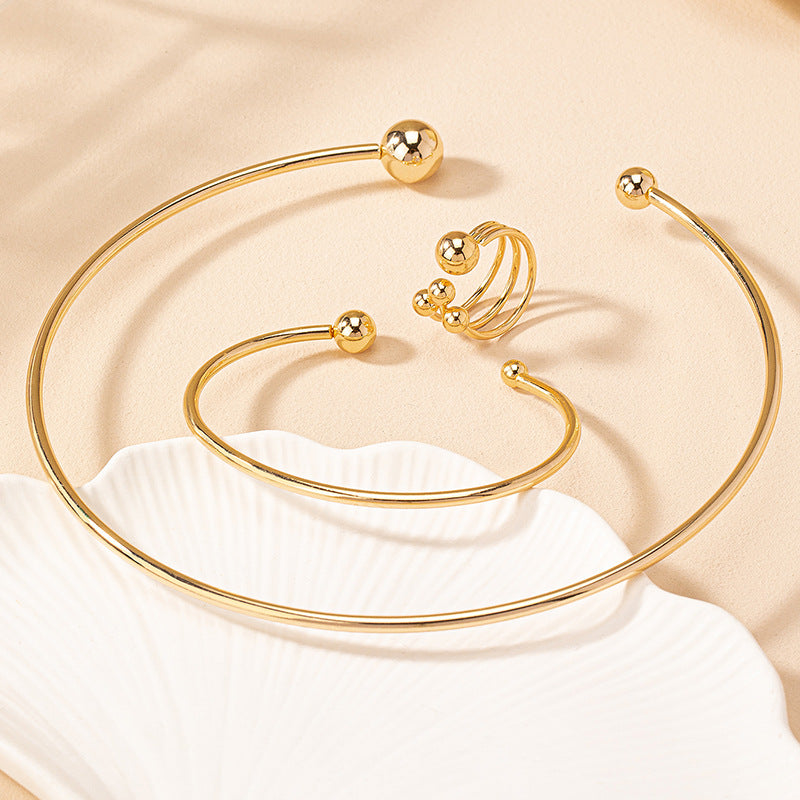 Spring Open-end Polished Simple Fashion Personalized Niche Jewelry Set