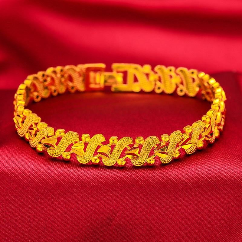Women's Fashion Placer Gold Four Leaf Bracelets