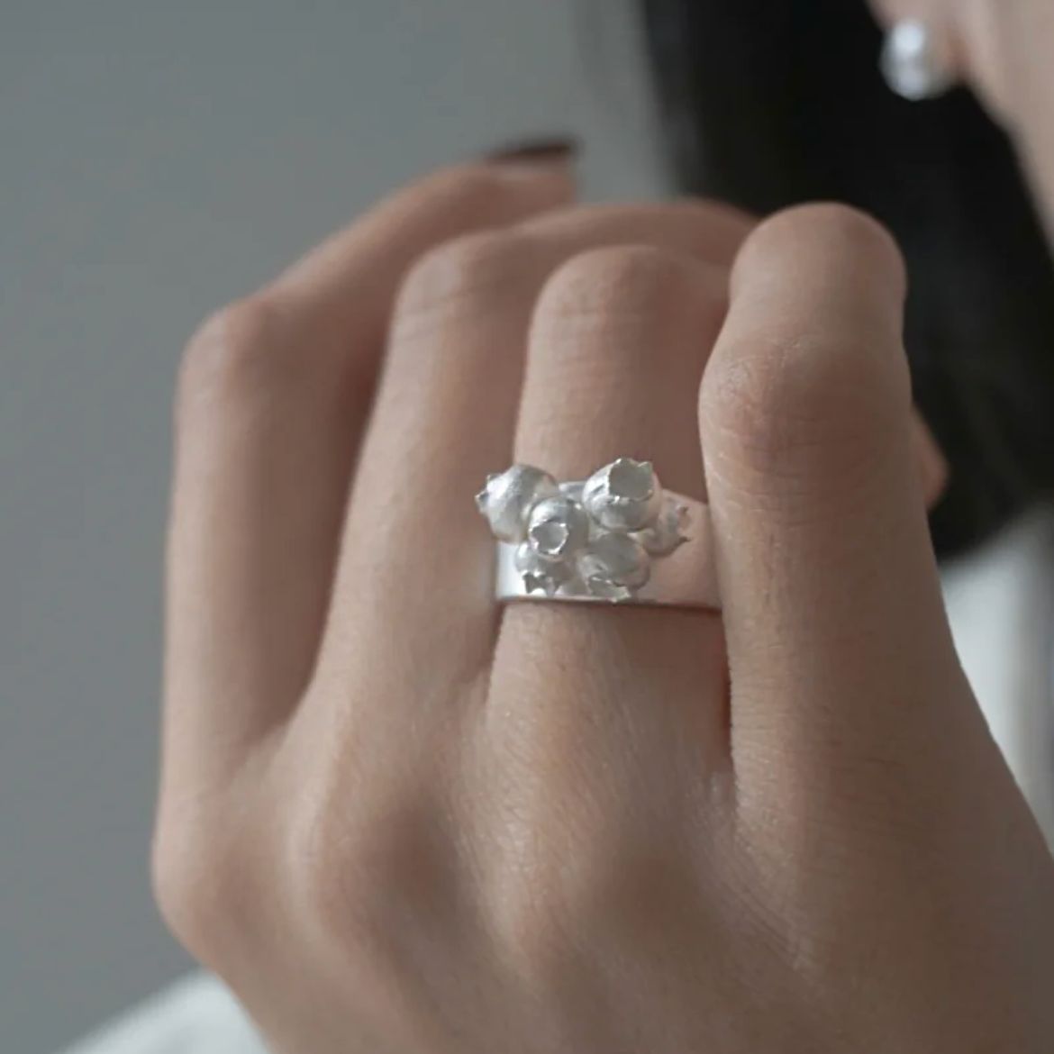 Blueberry Fruit Female Personality Three-dimensional Shape Design Temperament Ring