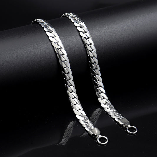 Women's & Men's Stainless Steel Encrypted Cuban Social Style Fashion Necklace
