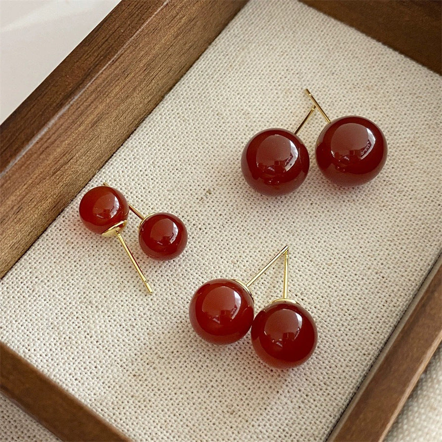 Agate Retro High-grade Chinese Style White Tomato Earrings