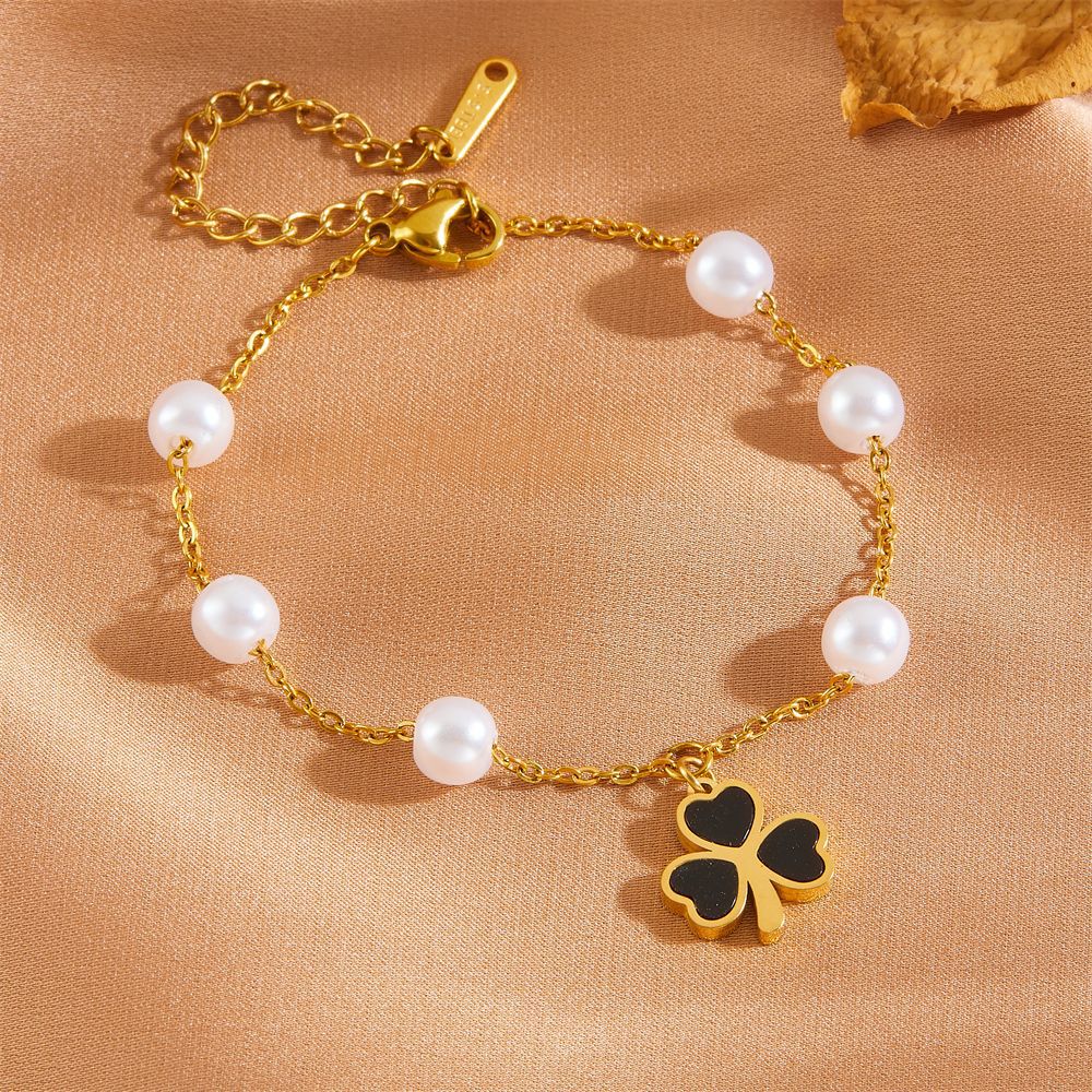 Women's Heart Bow Tie Clover Scallop Pearl High Bracelets