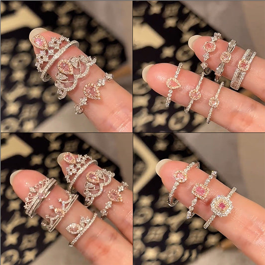 Light Luxury Super Flash Pink Diamond Rings