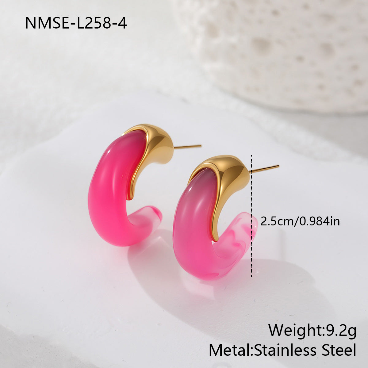 Retro Exquisite Type Resin High-grade Stainless Steel Versatile Earrings