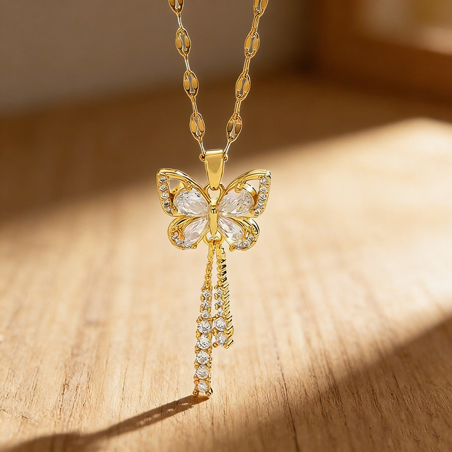 Cute Bow Tassel Female Style Exquisite Necklace