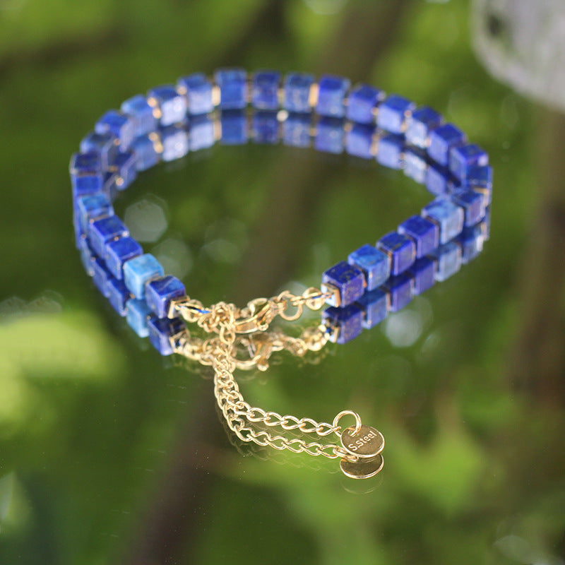 Stainless Steel Lobster Clasp Square Tiger Eye Bracelet