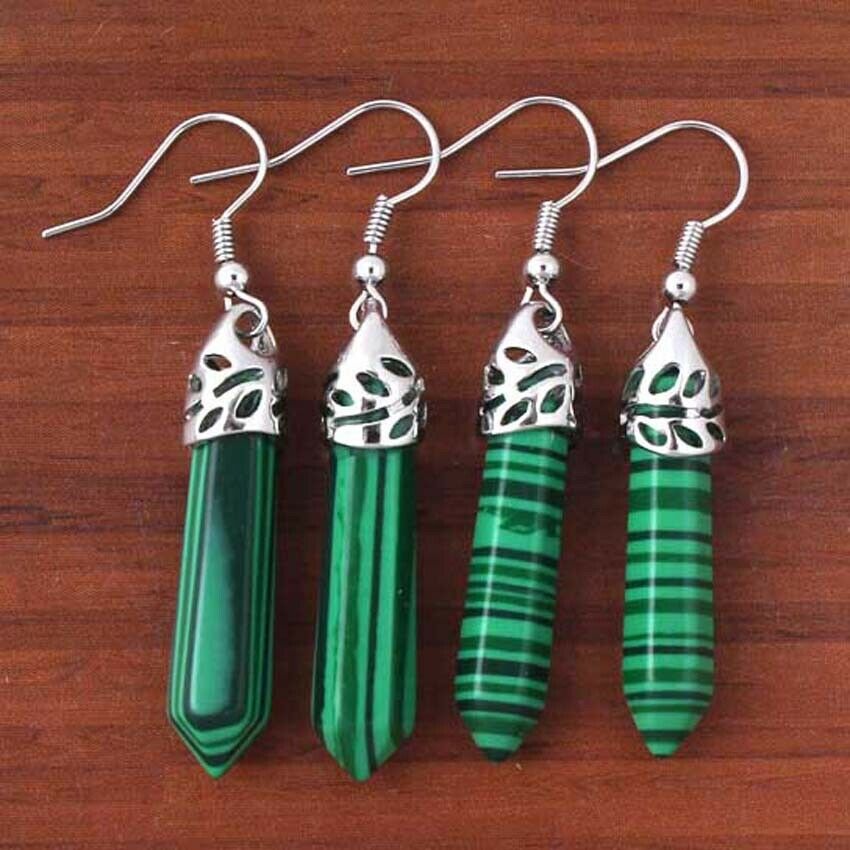 Fashion Personalized Natural Crystal Gemstone Hexagon Earrings