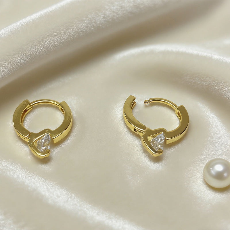 Gold Single Rhinestone Daily Elegant Graceful Light Earrings