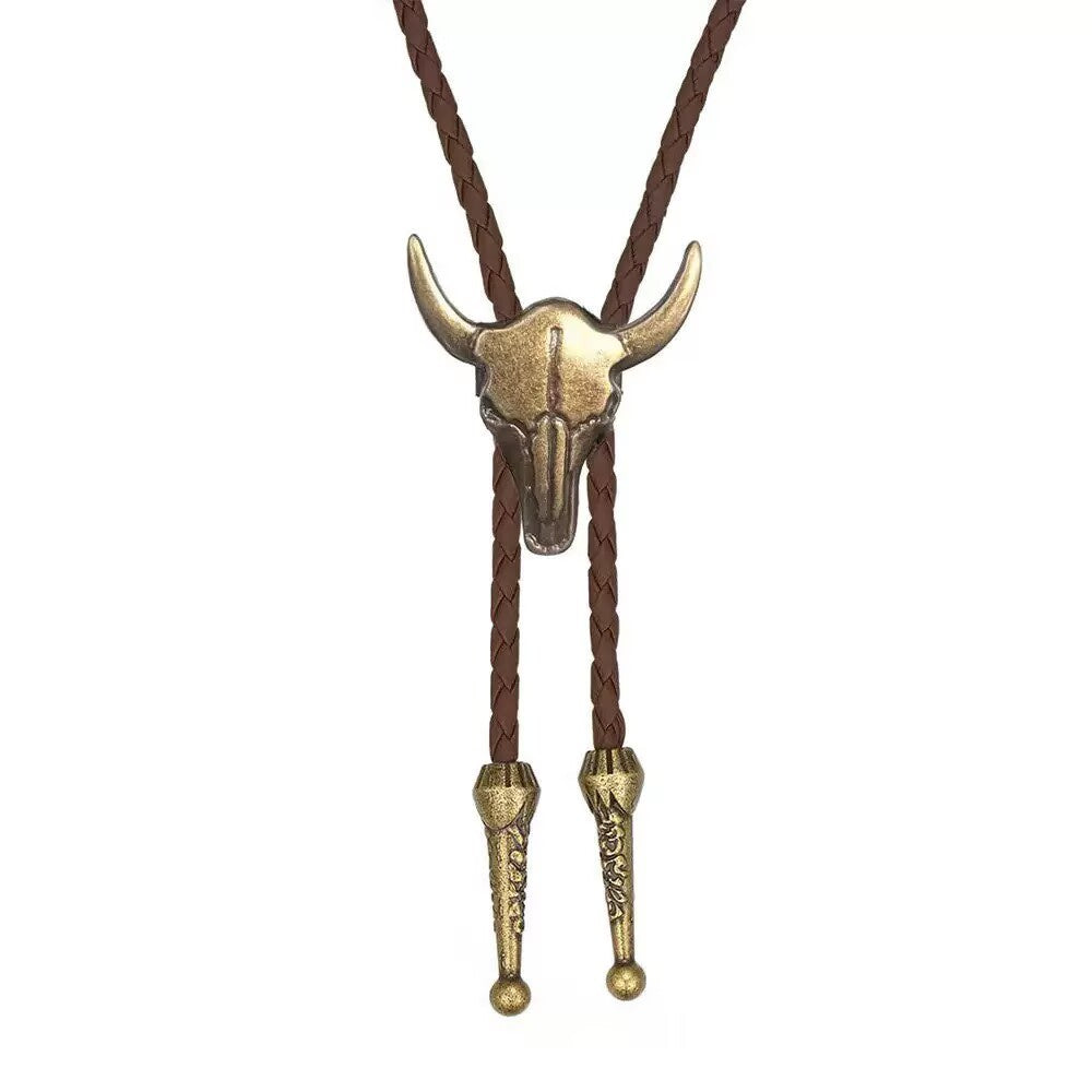 Polo Bow Tie Unisex Woven Leather String Western Style Alloy Necklaces