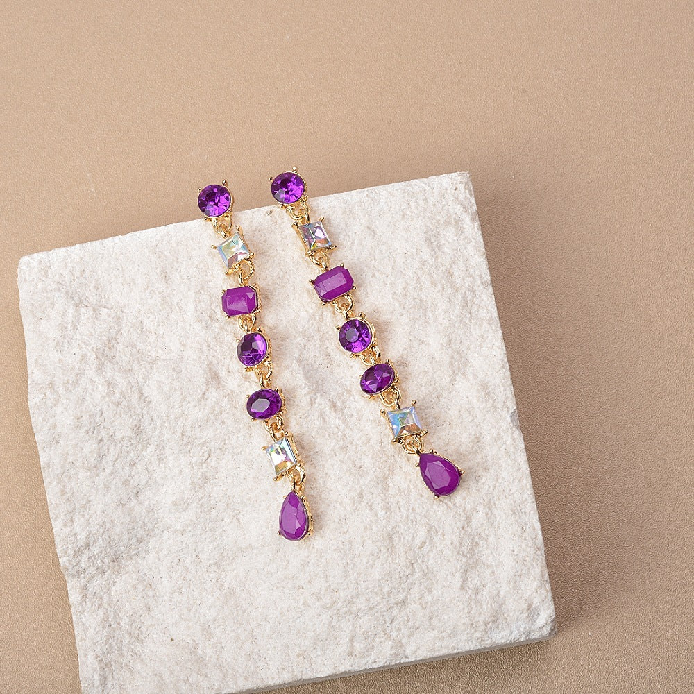 Crystal Small Fresh Long Tassel Fashionable Earrings