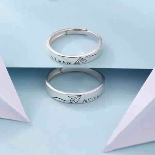 Women's & Men's Paper Plane Couple Retro Artistic Open Rings