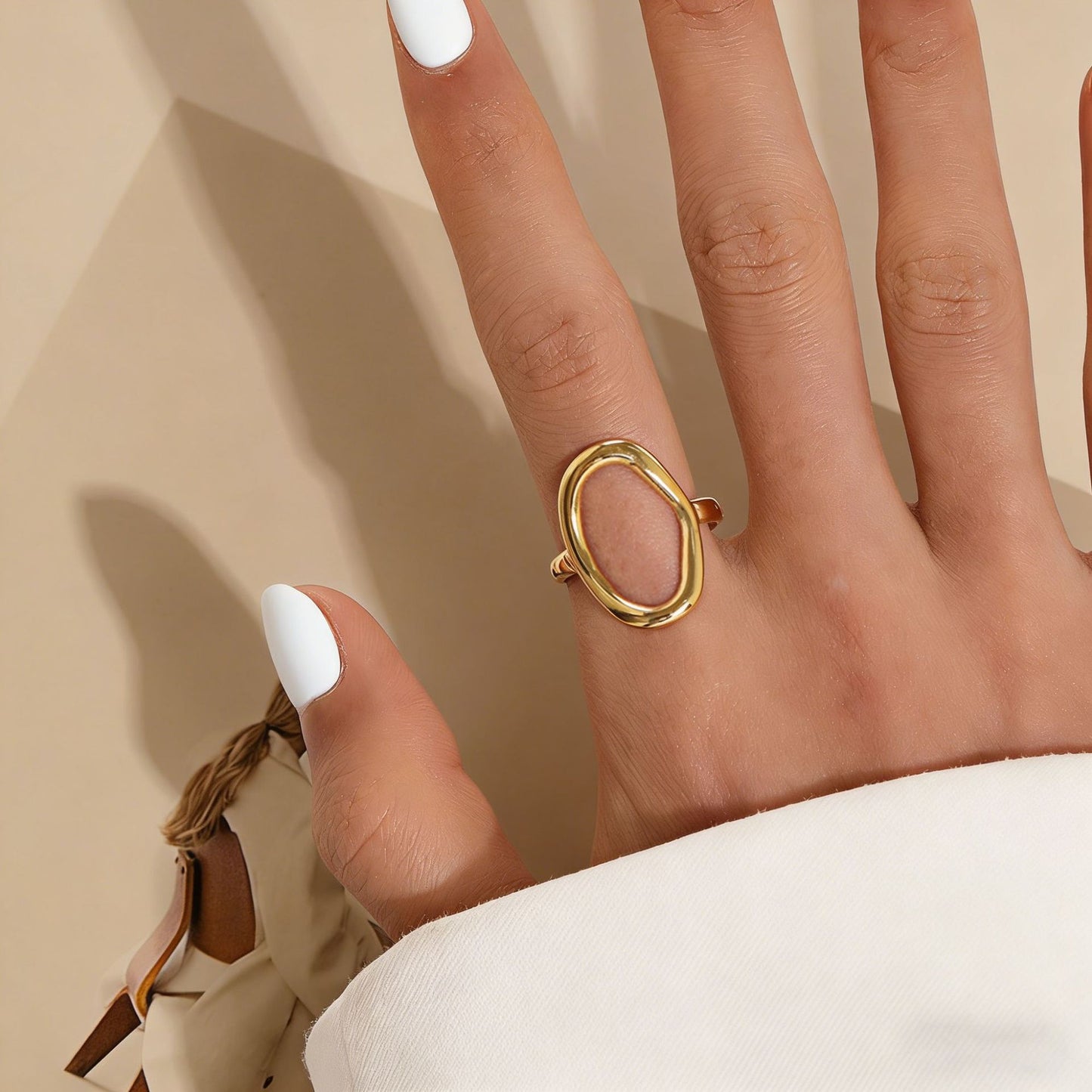 Steel Female Hollow Geometry Irregular Oval Ring