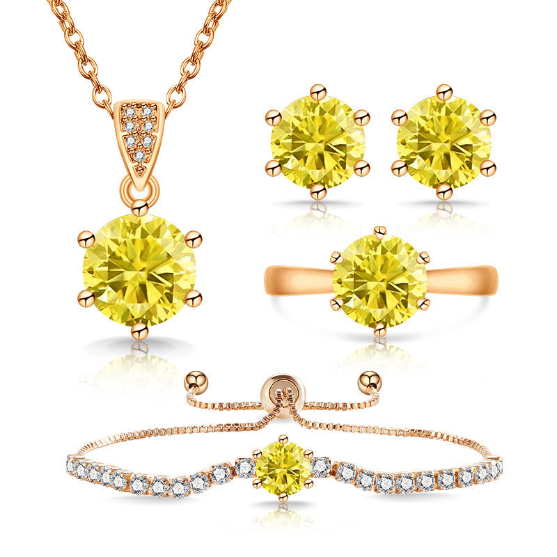 Super Flash Classic Colored Gems Pcs Jewelry Set