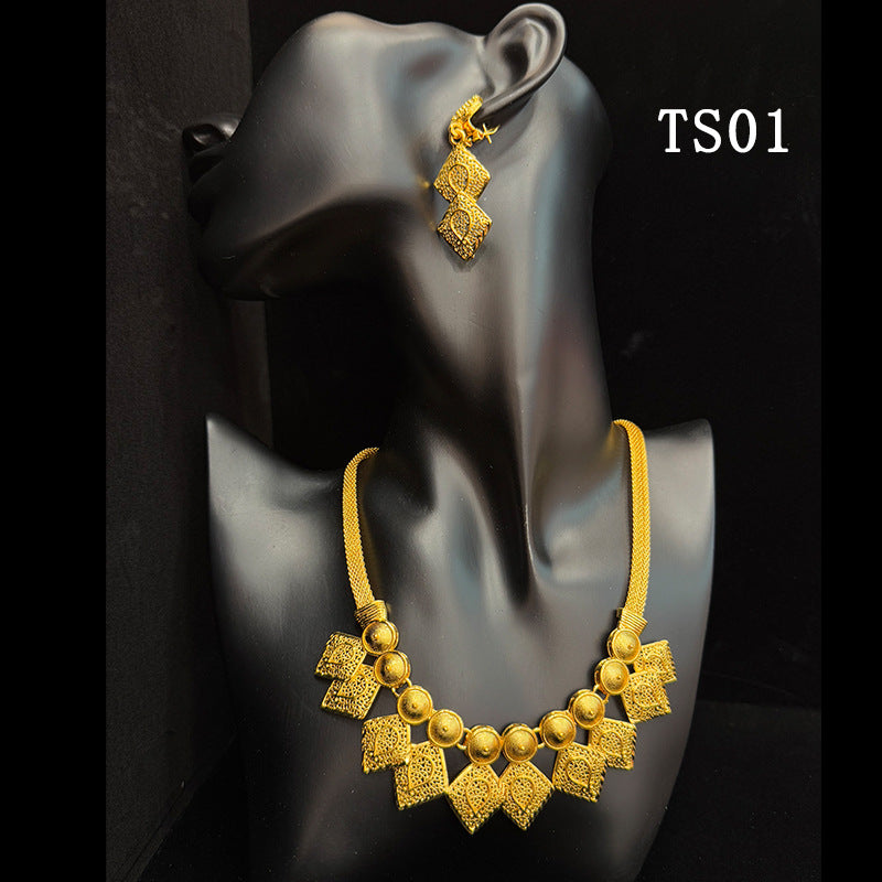Gold Plated Female Bridal Wedding Imitation Jewelry Set