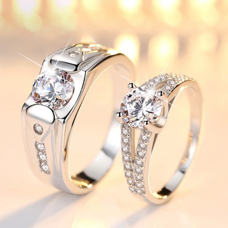 Women's & Men's Couple Simulation Diamond Opening Zircon Classic Rings