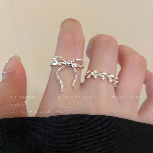 Line Female Summer Simple Cold Style Index Finger Opening Ring