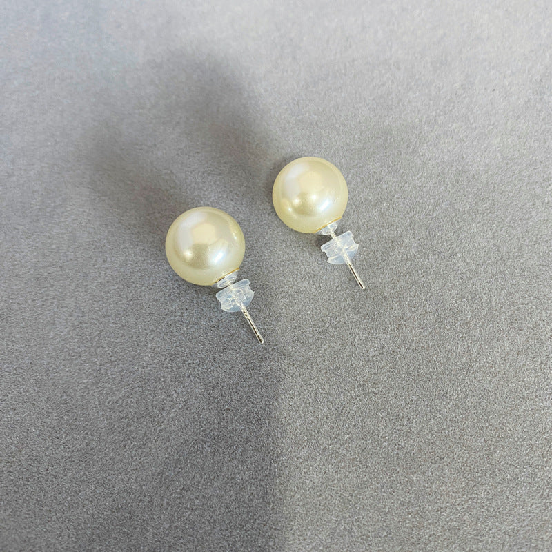 Circle Pearl Sterling Sier Ear Bright Earrings