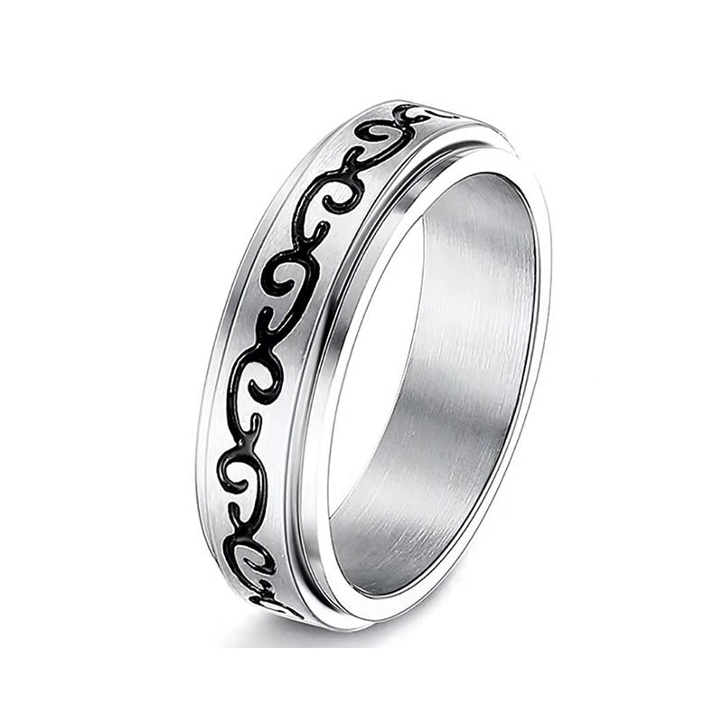 Ornament Titanium Steel Can Be Rotatable Male Rings