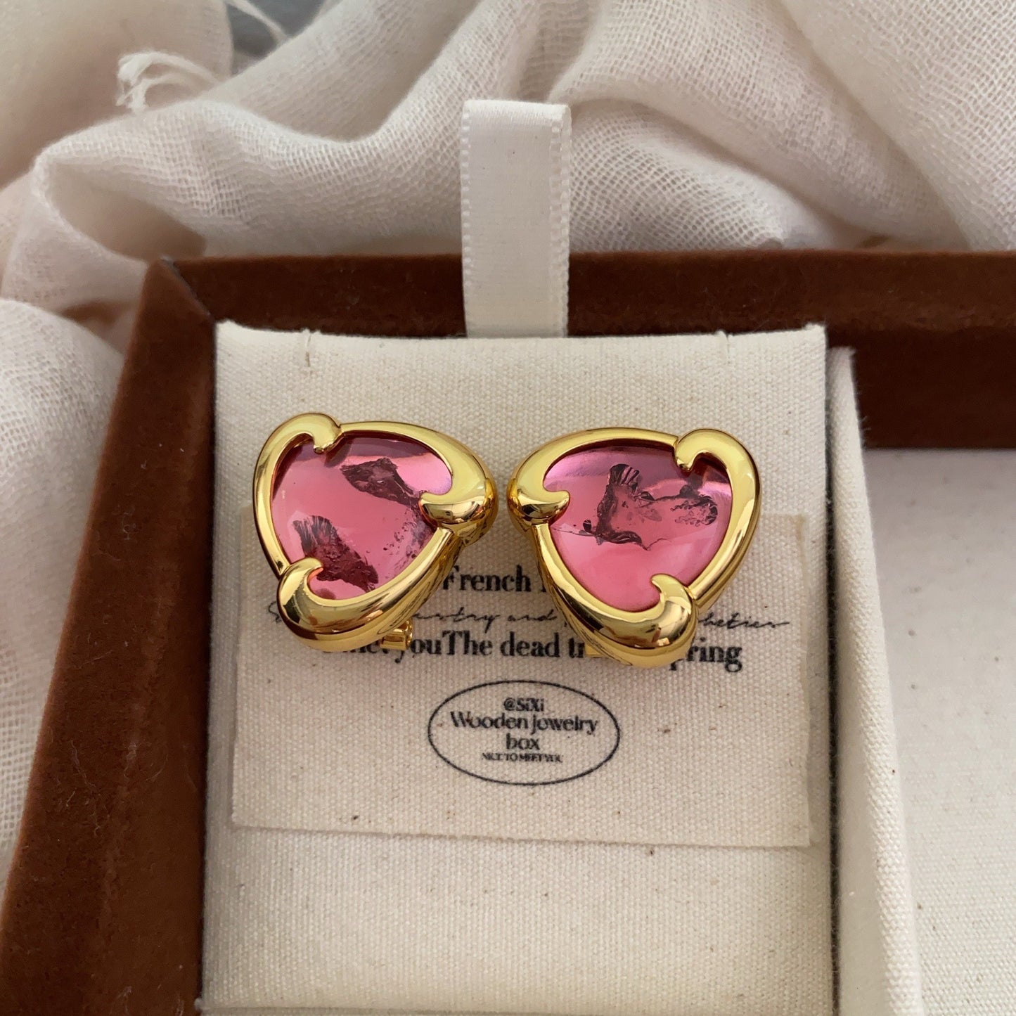 Flower Gold Foil Jelly Glaze Ear Vintage Court Earrings